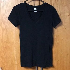 Pink black v neck tee